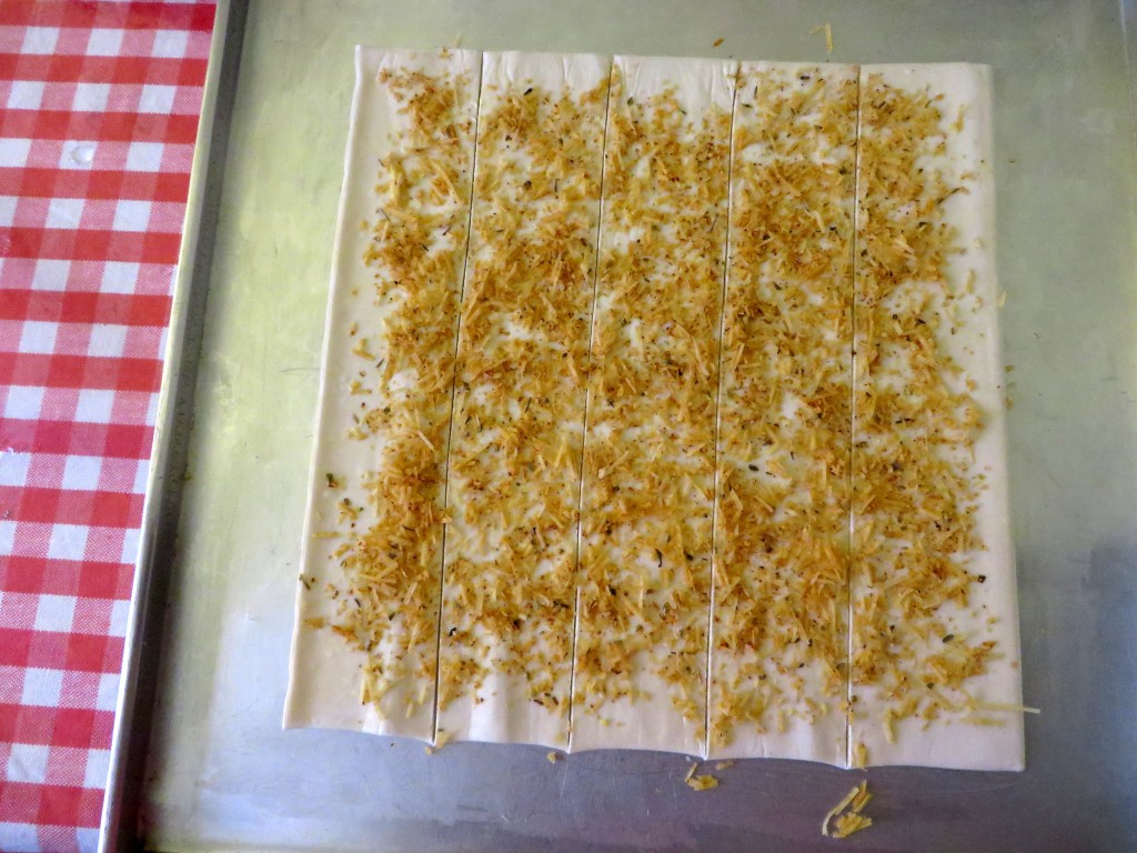 sliced puff pastry with cheese